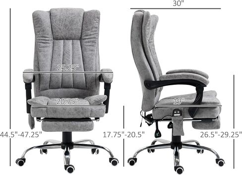 كرسي مكتب Vinsetto Microfiber ، كرسي كمبيوتر عالي الظهر مع تدليك 6 نقاط ، حرارة ، ارتفاع قابل للتعديل ومسند قدم قابل للسحب ، رمادي in Kuwait