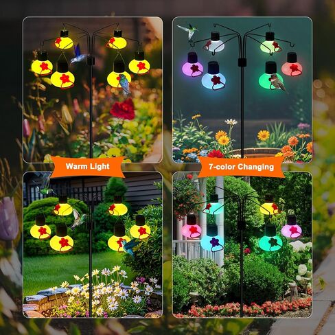Solar Hummingbird Feeders for Outdoors Decorative Hummingbird Feeders Stand 6 Feeding Stations Never Leak Garden Decor Backyard,Gifts for Women Mom Red in Kuwait