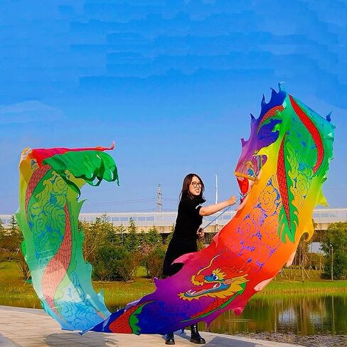 19.6 قدم (6 أمتار) قوس قوس قوس قوس التنين Dragon Dance Poi ، في الهواء الطلق في اللياقة البدنية التنين تدفق لعبة التنين الشبيهة بحرير الحرير (نمط تنين عشوائي) in Kuwait