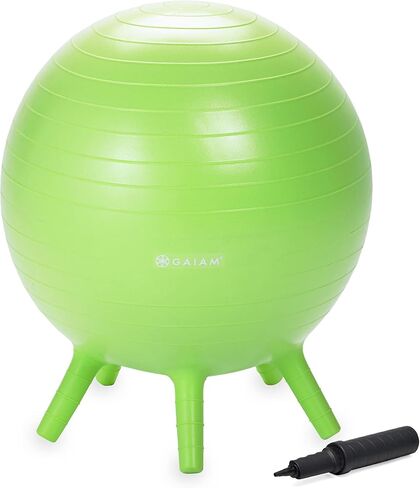 كرة التوازن للأطفال من Gaiam Kids Stay-N-Play، كرسي مدرسي مرن، مقعد بديل للمكتب في الفصل الدراسي، أرجل ثبات مدمجة ناعمة، تتضمن مضخة هواء، 45 سم، رمادي in Saudi Arabia