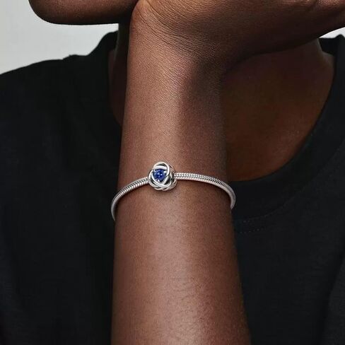 Pandora September Blue Eternity Circle Charm Bracelet Charm Moments Bracelets - Stunning Women's Jewelry - Gift for Women - Made with Sterling Silver & Man-Made Crystal, With Gift Box in Saudi Arabia