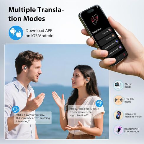 MINISO X33 AI Translation Earbuds Real Time,135 Language Translator Earbuds, Open Ear Wireless Bluetooth Translation Headphones with HiFi Sound, 60H Playtime, Suitable for Travel,Learning&Business in Saudi Arabia