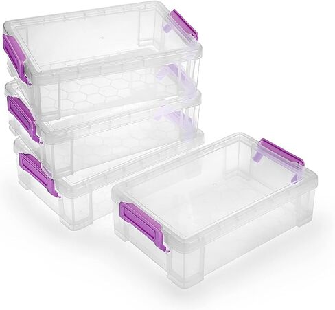 BTSKY 4 Pack Extra Large Plastic Pencil Box Stackable Translucent Clear Pencil Caase Crayon Box Set, Marker Organizer Art Supply Storage Organizer for Gel Pens Pencils Erasers Tape Markers etc(Grey) in Saudi Arabia