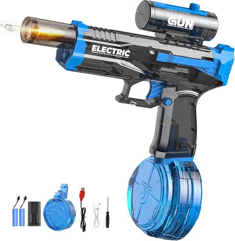 Electric Water Gun with Muzzle Light,Automatic Water Gun Blaster,Squirt Gun Range 23-32 FT,Outdoor Party Summer Water Shooting Game Toy with 2 Batteries,Ideal Watergun Easter Gift for Kids & Youths. in Saudi Arabia