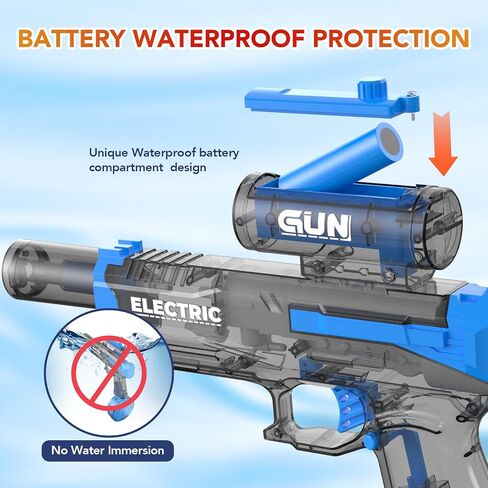 Electric Water Gun with Muzzle Light,Automatic Water Gun Blaster,Squirt Gun Range 23-32 FT,Outdoor Party Summer Water Shooting Game Toy with 2 Batteries,Ideal Watergun Easter Gift for Kids & Youths. in Saudi Arabia