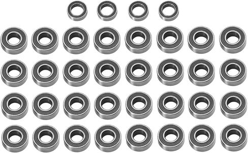 قطع غيار سيارة RC لـ Tamiya لـ GF-02 36pcs 5x8x2.5mm 5x11x4mm Must Rubber Rubber محمل مجموعة أجزاء RC Car Earry (Black) in Kuwait