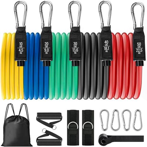 homdat Resistance Bands, Resistance Band Set with Handles for Men Women, Workout Bands, Exercise Bands with Door Anchor, Handles, Legs Ankle Straps for Muscle Training, Shape Body (150lbs) in Kuwait