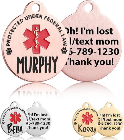 Custom Engraved Emotional Support Animal (ESA) and Service Dog & Cat ID Tag, Customized Info Engraved on Stainless Steel Tag for Therapy Pets, Personalized Laser Engraved Dog Collar Tag in Kuwait