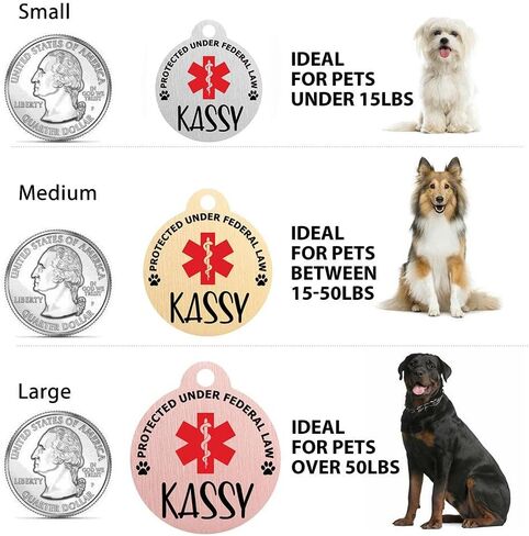 Custom Engraved Emotional Support Animal (ESA) and Service Dog & Cat ID Tag, Customized Info Engraved on Stainless Steel Tag for Therapy Pets, Personalized Laser Engraved Dog Collar Tag in Kuwait
