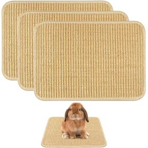 3-Pack Rabbit Scratching Pads – Natural Sisal Bunny Scratch Mat for Claw & Teeth Care, Small Animal Enrichment Toys, Chew-Resistant Bedding for Cages, Play Areas (15.7"x11.8")
