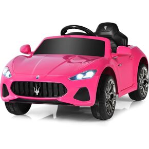 HONEY JOY Pink Ride On Car, Licensed Maserati GranCabrio, 12V Battery Powered Motorized Vehicle w/Remote Control, Spring Suspension, Double Doors, Lights, 4 Wheel Electric Vehicle for Kids(Pink)