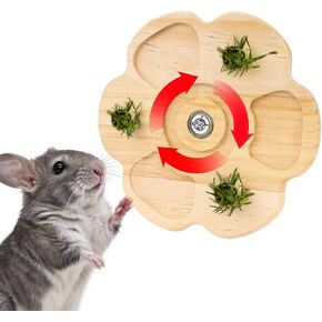 Rotating Chinchilla Chew Toys for Teeth, Wooden Interactive Toy for Guinea Pigs,Chinchillas,Gerbils,Hamsters Cage Accessories (A)
