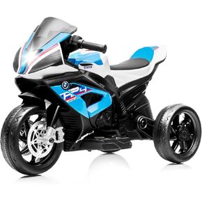 Licensed BMW Kids Electric Motorcycle - 12V Motorcycle Ride On Toy for Kids Ages 3-5 Years, 3-Wheel Chopper with Reverse, Headlight, Horn, Music（Blue）