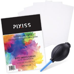 Alcohol Ink Paper & Watercolor Paper - 25 Sheets of 5x7 White Alcohol Ink Paper (127x178mm) 300gsm - Hand Blower for Alcohol Ink - Alcohol Ink Supplies