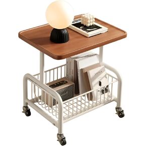 lilaBelle]【360° Rotating Book Cart 2-Tier Ergonomic Storage Solution, Scratch- Wheels & Moistureproof Frame, Compact Desk Organizer for Teachers/Remote Workers/Hotel Use