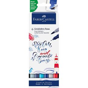 FABER-CASTELL Goldfaber Aqua Dual Marker Jungle 164517 with Brush Tip and Fineliner Tip Pack of 6