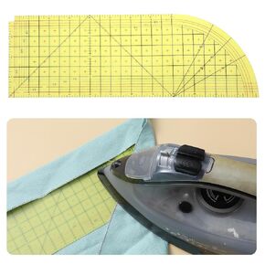 Curved Hot Ironing Ruler for Sewing,12 x 4 Inch Hot Hem Ruler for Electric Iron Home Work,Fabric Ironing Tool Non-Slip Craft Accessories for Clothes Quilting