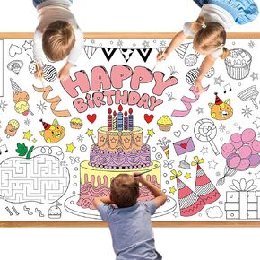 4th of July Coloring Tablecloth Patriotic Giant Poster 30x72 Inch Independence Day Coloring Poster DIY Statue of Liberty American Flag Themed, for School Classroom Wall Home Party Suppiles