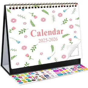 Gannyfer Desk Calendar 2025-2026 ، يوليو 2025 - ديسمبر 2026 ، 18 تقويمًا شهريًا لمكتب سطح المكتب مع ورق سميك ، للمكتب والمدرسة والمنزل ، 6 "× 8" - الزهور الوردية (3 ملصقات)