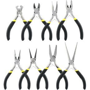 Mini Pliers Set, 8-Piece Long Nose Pliers with Comfort Grip Handles for Making Crafts, Electronic Repairing & Jewelry, Multi Purpose Jewelry Making Tools