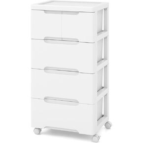Giantex Rolling Storage Drawer Cart, 5 Drawers, Storage Unit on Wheels, Plastic Storage Cart Organizer for Arts Crafts Home Office Classroom Living Room, White (16"x13"x31")