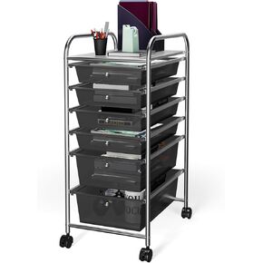 6-Tier Rolling Cart with 6 Detachable & 2-Sized Storage Drawers, Lockable Wheels, Art Cart, Rainbow Drawers for School Home (Multi-color)