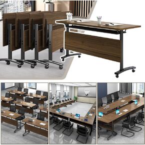 Conference Table, Folding Conference Room Tables with Flip-Top Design Rectangular Modular Meeting Table with Caster, for Office Room Training Room (6PCS 47.2 * 23.6 * 29.5in)