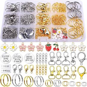 421Pcs Keychain Making Kit, Keychain Charm Clip with Key Ring, Lobster Claw Clasp, Jumprings & Extender Chain for Crafts, DIY Projects & Purse Making Supplies