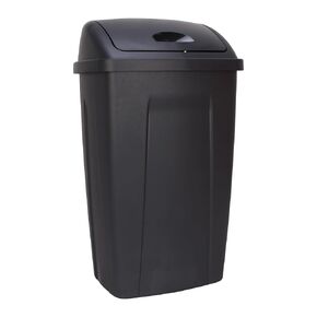 13 Gallon Trash Can, Plastic Swing Top Kitchen Garbage Trash Can, Black