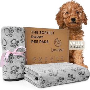 Value 2 Pack - Luna Fur Reusable Puppy Pee Pads - 48" Softest, Ultra-Absorbent, Washable Pet Training Mats for Dogs - Eco-Friendly, Leakproof Protection - Durable, Odor-Control Design