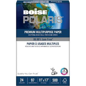 Boise® POLARIS® Premium Multi-Use Printer & Copy Paper, 1 Ream, White, Ledger (11" x 17"), 500 Sheets Per Ream, 24 Lb, 9