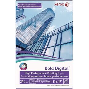 xerox Bold Digital Printing Paper, 98 Bright, 24 lb Bond Weight, 11 x 17, White, 500/Ream