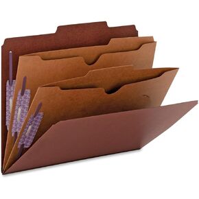 Smead 14079 14079 Red Pressboard Classification Folders with Pocket-Style Dividers and SafeSHIELD Fasteners