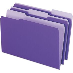 Pendaflex 435013VIO Interior File Folders, 1/3 Cut Top Tab, Legal, Violet, 100/Box