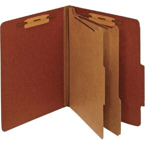Office Depot Classification Folders, 2 1/2in. Expansion, Letter Size, 2 Dividers, Red, Pack Of 5, OM01730