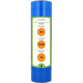 PSBM Blue Stretch Wrap, 4 Pack, 15 Inch x 1500 Feet, 63 Gauge, Dark/Opaque Hand Stretch Film Rolls for Packaging Moving Packing Pallets