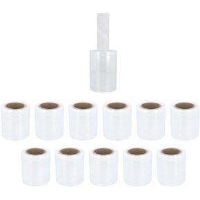 Stretch Wrap Film, Extended Core Handle Packing Wrap, Clear, 5 Inch x 1000 Feet, 45 Gauge, 12 Pack