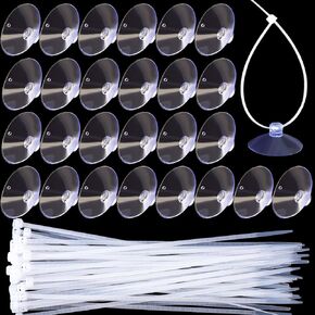 PAGOW 15 Pcs Aquarium Suction Cups with 30pcs Zip Ties, Suction Cup for Fish Tank Plants Binding Moss Shrimp Nest Landscape Fixation, Utility Sucker Pad Without Hooks for Kitchen Hanging Organization