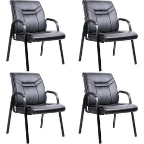 CLATINA Heavy Duty Big & Tall Guest Chair 400lb Leather Reception Chairs with Padded Arm Rest Extra Wide Backrest Seat Cushion Side Chair for Office Home Conference Waiting Room and Meeting, Set of 2…