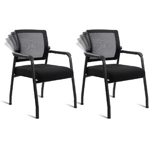 كرسي استقبال ضيف شبكي لا عجلات ، كرسي ذراع مع الدعم القطني المريح ووسادة مقاعد سميكة ، كراسي غرفة الانتظار لمؤتمر ضغط كنيسة المدرسة ، الأسود ، 8 عبوة in Kuwait