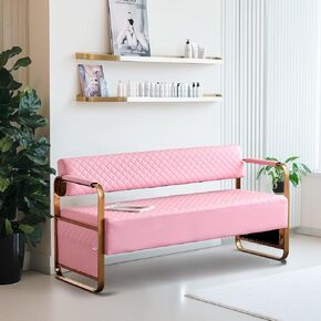 OmySalon Waiting Room Bench with Back, 57.5’’ Office Guest Chair PU Leather Lobby Seating, Beauty Salon Barbershop Airport Bank Conference Reception Furniture