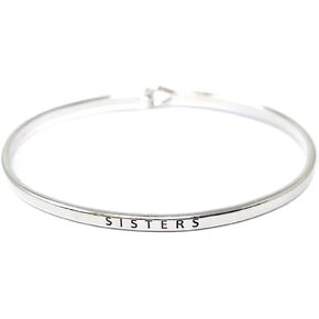 by you Inspirational Soul Sisters Message Engraved Thin Cuff Bangle Hook Bracelet (Soul Sisters-Gold, Brass) in Kuwait