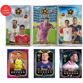 Soccer Cards - 32 Unique Legendary Players Cards for All Ages Each Pack Includes Different Cards for Unforgettable Moments - Pack of 4 - Not Original