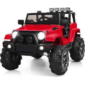 Costzon Ride On Car, 12V Battery Powered Electric Ride On Truck w/Parental Remote Control, LED Lights, Double Doors, Safety Belt, Music, MP3 Player, Spring Suspension (White)