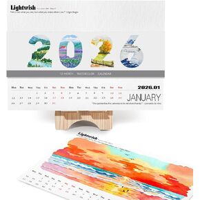 Lightwish Watercolor Calendar Paper for 2026, 100% Cotton, 12 Sheets, 140lb/300gsm, Acid-Free Cold Pressed Watercolor Paper, Art Supplies for Watercolor Crafts and DIY Media