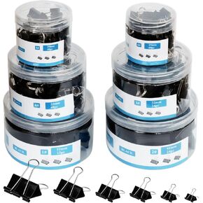208-Pack Binder Clips Assorted Sizes – Bulk Black Metal Paper Clamps for School, Office & Teacher Supplies (Assorted Binder Clips Bulk Set).