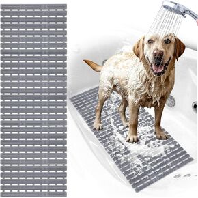 Non Slip Dog Bath Mat for Tub, Fast Dry Dog Bathroom Mat in Tub with Suction Cups and Drain Holes, Pet Bath Mat Anti Slip Shower Tub Mat for Dogs S