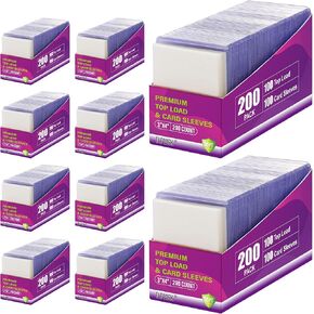400 Packs Card Sleeves Top Loaders for Cards,3"X4" Baseball Card Protectors Toploaders,Hard Plastic Card Holder for Trading Sports Football Game Cards (200 Hard Sleeves+200 Penny Sleeves)