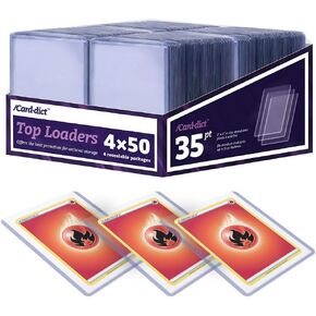 50ct Top Loaders Compatible with Pokemon Trading Card 35pt 3" x 4“ Rigid Sports Cards Protectors, Hard Plastic Sleeves Toploader for MTG, Yugioh, Baseball, Sports Game Trading Card