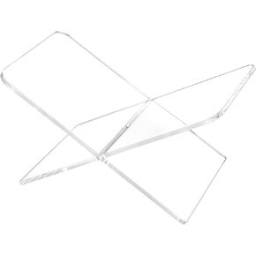 QWORK Acrylic Book Stand, Large 11 x 7 x 6 inch X-Shaped Display Stand for Books, Cookbooks, Art Books